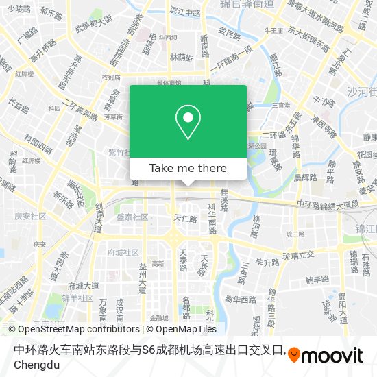 中环路火车南站东路段与S6成都机场高速出口交叉口 map