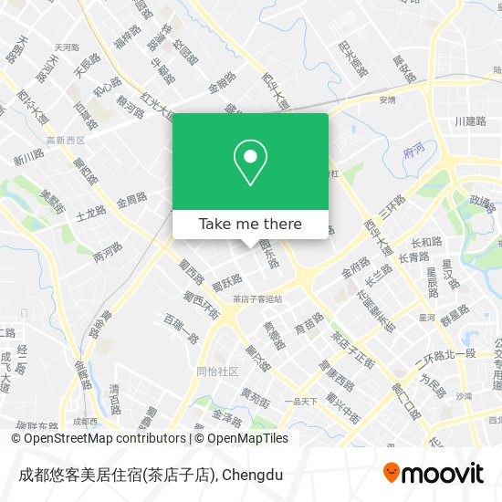 成都悠客美居住宿(茶店子店) map