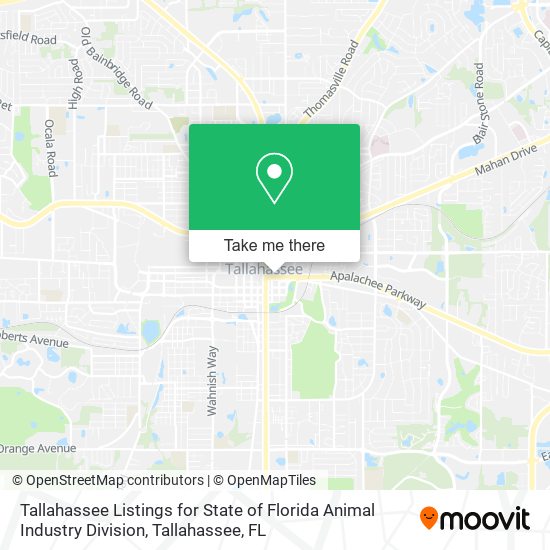 Tallahassee Listings for State of Florida Animal Industry Division map