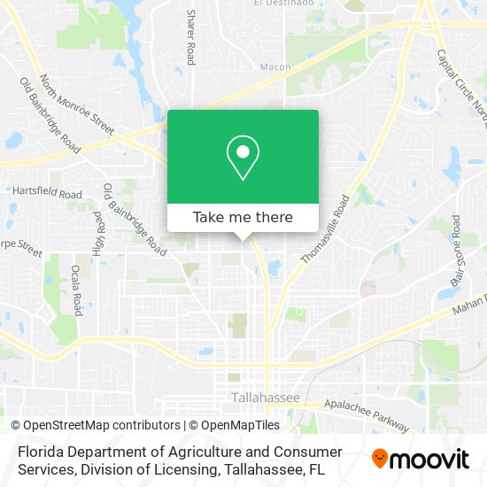 Florida Department of Agriculture and Consumer Services, Division of Licensing map