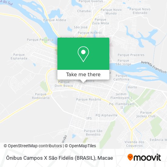 Ônibus Campos X São Fidélis (BRASIL) map