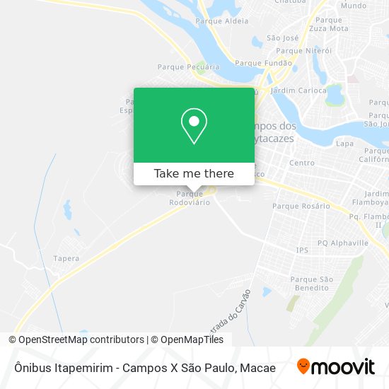 Ônibus Itapemirim - Campos X São Paulo map