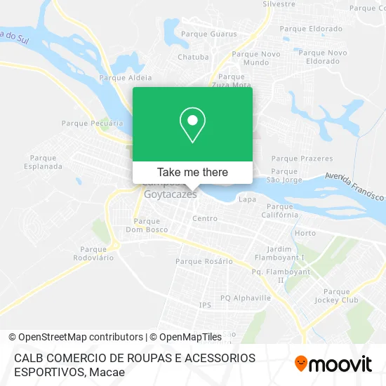 CALB COMERCIO DE ROUPAS E ACESSORIOS ESPORTIVOS map