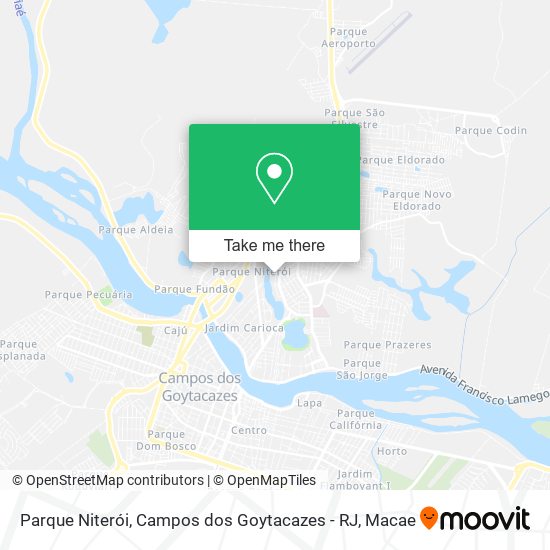 Parque Niterói, Campos dos Goytacazes - RJ map