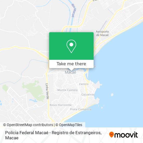 Mapa Polícia Federal Macaé - Registro de Estrangeiros