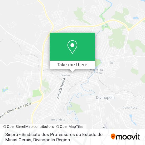 Sinpro - Sindicato dos Professores do Estado de Minas Gerais map