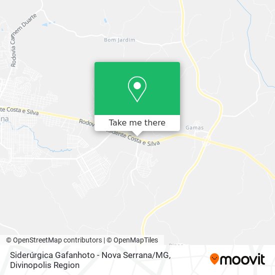 Mapa Siderúrgica Gafanhoto - Nova Serrana / MG