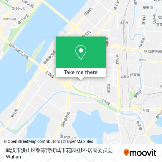 武汉市洪山区张家湾街城市花园社区-居民委员会 map