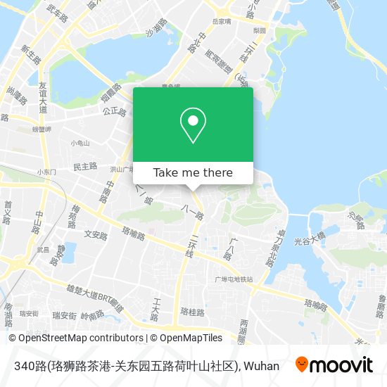 340路(珞狮路茶港-关东园五路荷叶山社区) map