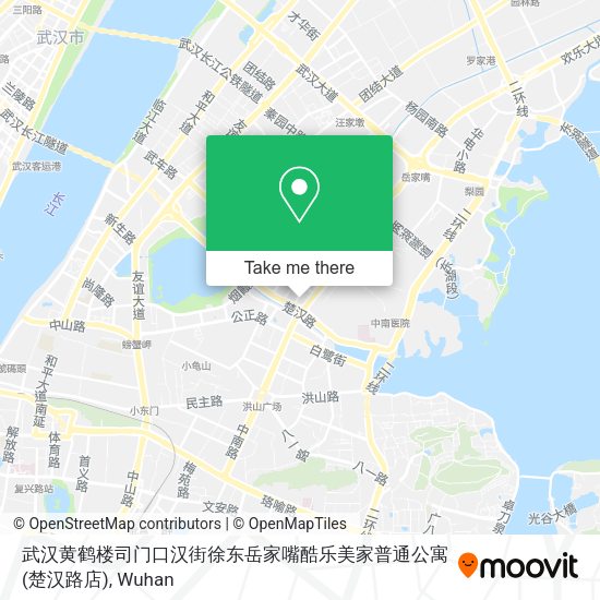 武汉黄鹤楼司门口汉街徐东岳家嘴酷乐美家普通公寓(楚汉路店) map