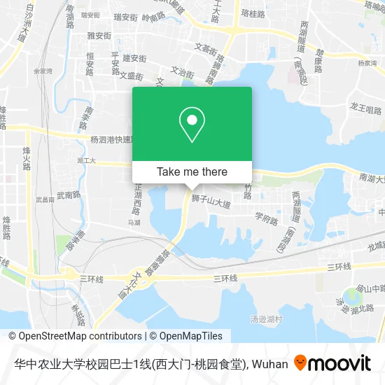 华中农业大学校园巴士1线(西大门-桃园食堂) map
