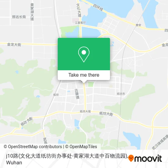 j10路(文化大道纸坊街办事处-黄家湖大道中百物流园) map