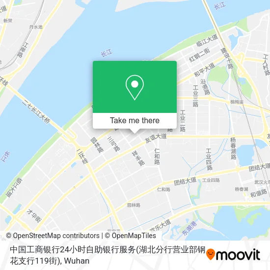 中国工商银行24小时自助银行服务(湖北分行营业部钢花支行119街) map