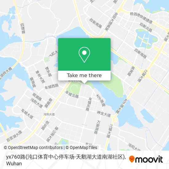 yx760路(沌口体育中心停车场-天鹅湖大道南湖社区) map