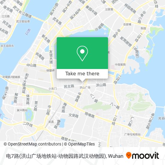电7路(洪山广场地铁站-动物园路武汉动物园) map