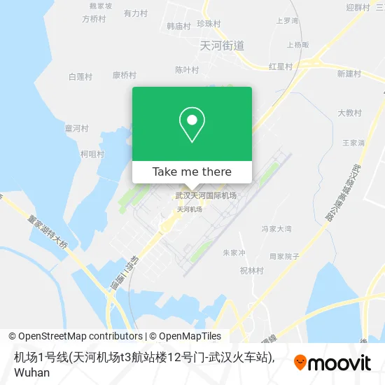 机场1号线(天河机场t3航站楼12号门-武汉火车站) map