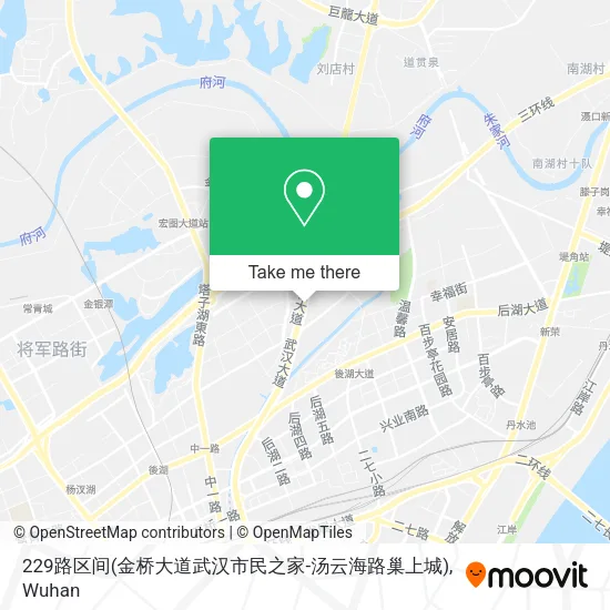 229路区间(金桥大道武汉市民之家-汤云海路巢上城) map