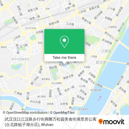 武汉汉口江汉路步行街商圈万松园美食街湖景房公寓(台北路鲩子湖分店) map