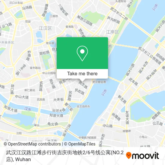武汉江汉路江滩步行街吉庆街地铁2/6号线公寓(NO.2店) map