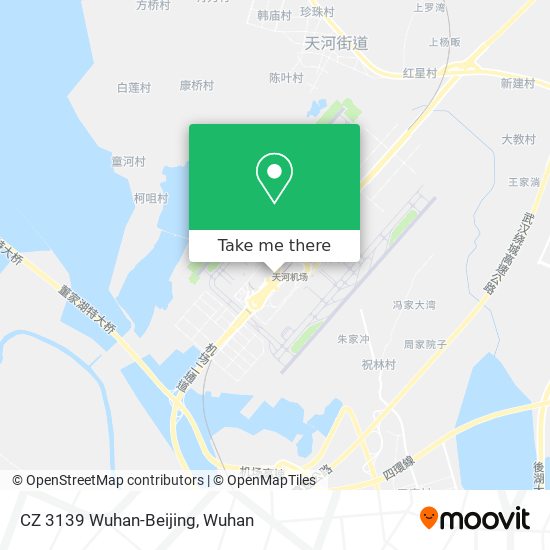 CZ 3139 Wuhan-Beijing map