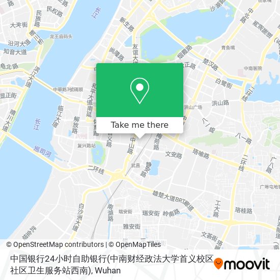 中国银行24小时自助银行(中南财经政法大学首义校区社区卫生服务站西南) map