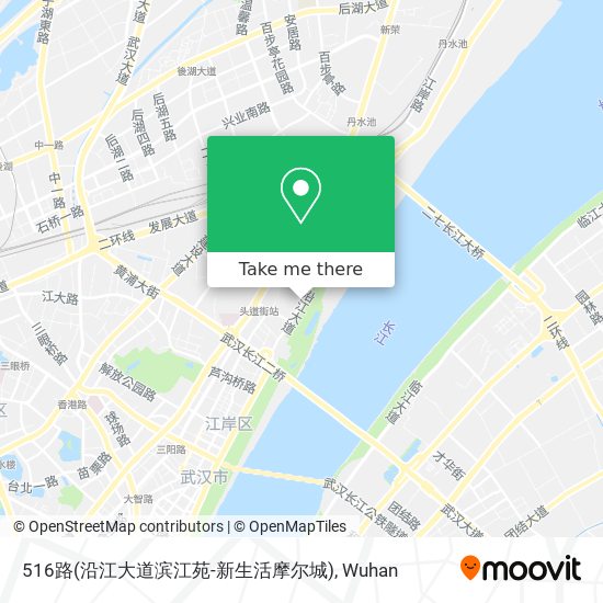 516路(沿江大道滨江苑-新生活摩尔城) map