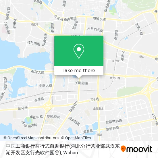 中国工商银行离行式自助银行(湖北分行营业部武汉东湖开发区支行光软件园谷) map