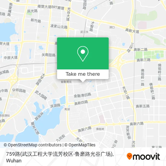 759路(武汉工程大学流芳校区-鲁磨路光谷广场) map