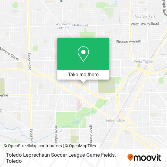 Toledo Leprechaun Soccer League Game Fields map