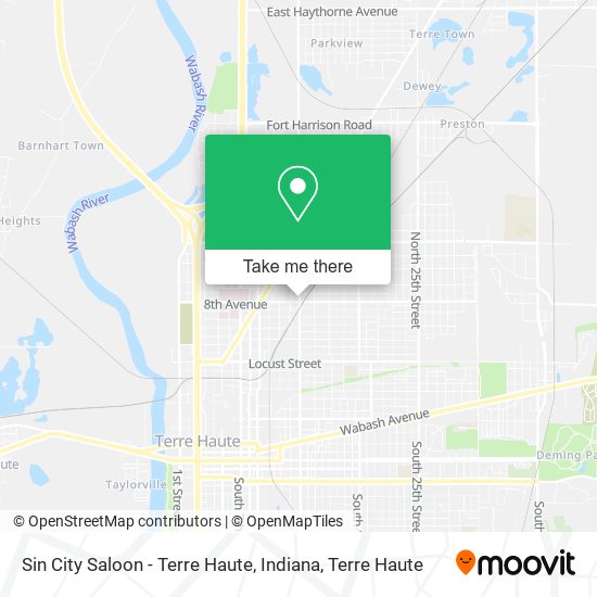 Sin City Saloon - Terre Haute, Indiana map