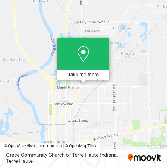 Grace Community Church of Terre Haute Indiana map