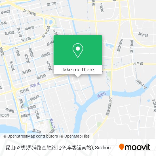 昆山c2线(界浦路金胜路北-汽车客运南站) map