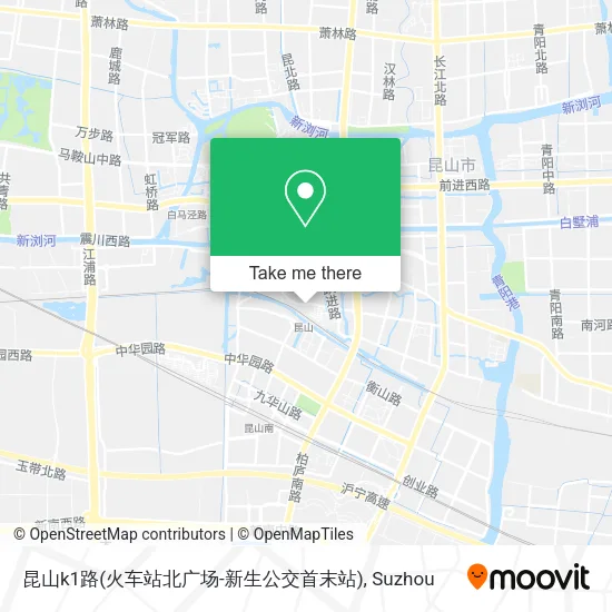 昆山k1路(火车站北广场-新生公交首末站) map