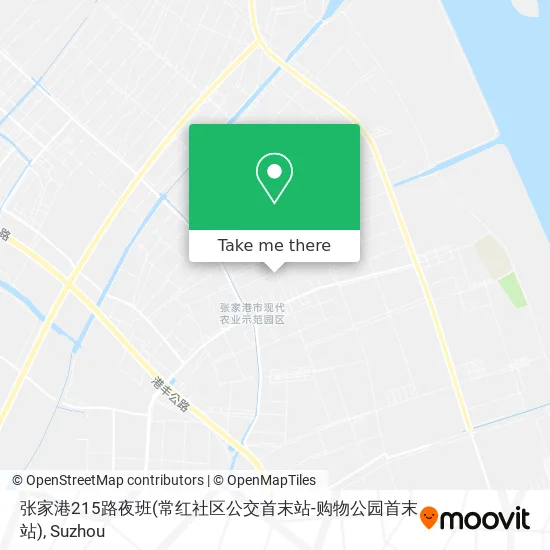 张家港215路夜班(常红社区公交首末站-购物公园首末站) map