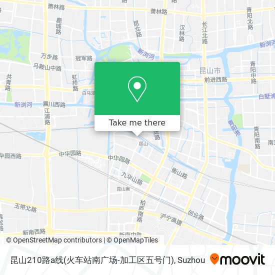 昆山210路a线(火车站南广场-加工区五号门) map