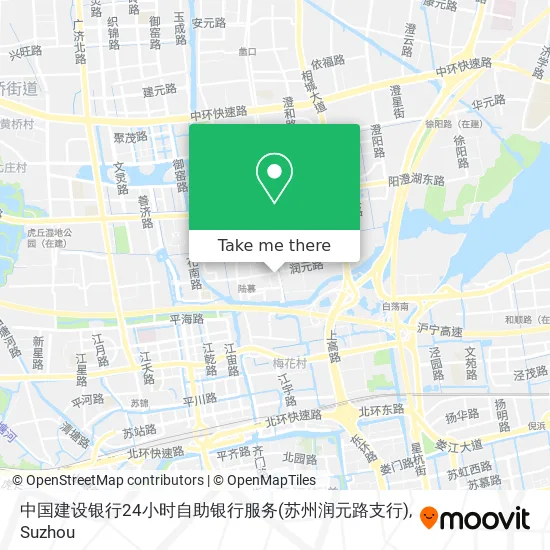 中国建设银行24小时自助银行服务(苏州润元路支行) map