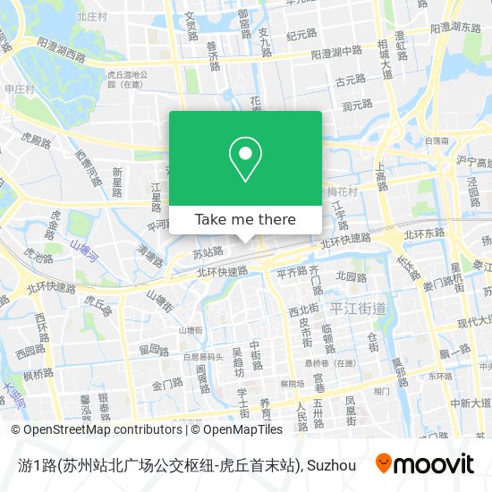 游1路(苏州站北广场公交枢纽-虎丘首末站) map