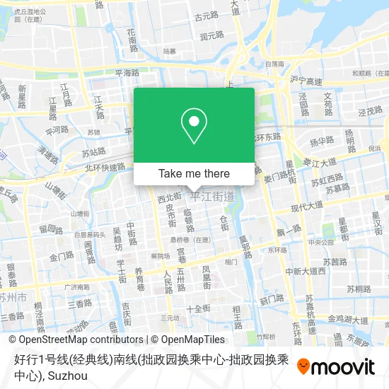 好行1号线(经典线)南线(拙政园换乘中心-拙政园换乘中心) map
