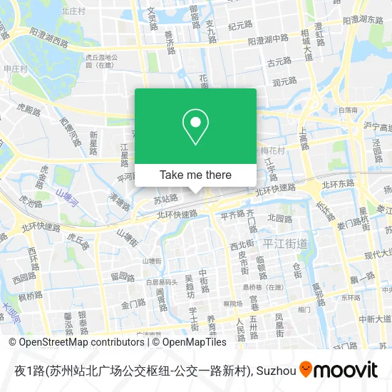 夜1路(苏州站北广场公交枢纽-公交一路新村) map