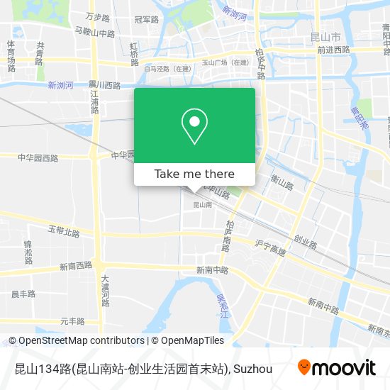 昆山134路(昆山南站-创业生活园首末站) map