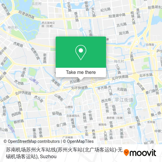 苏南机场苏州火车站线(苏州火车站(北广场客运站)-无锡机场客运站) map