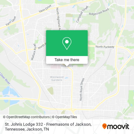 St. John's Lodge 332 - Freemasons of Jackson, Tennessee map