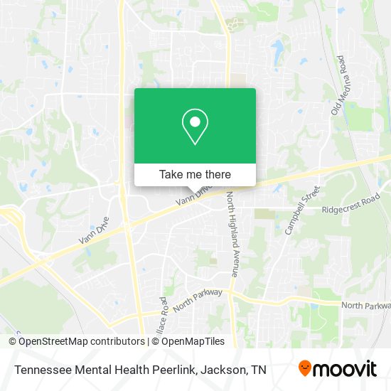 Tennessee Mental Health Peerlink map