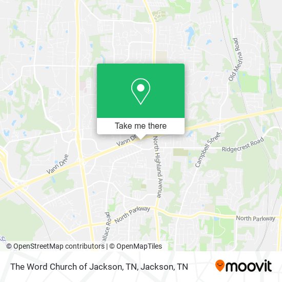 The Word Church of Jackson, TN map