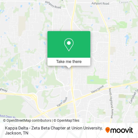 Mapa de Kappa Delta - Zeta Beta Chapter at Union University