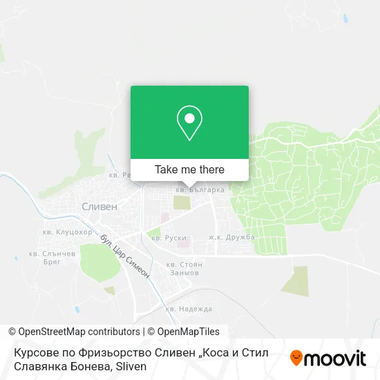 Карта Курсове по Фризьорство Сливен „Коса и Стил Славянка Бонева