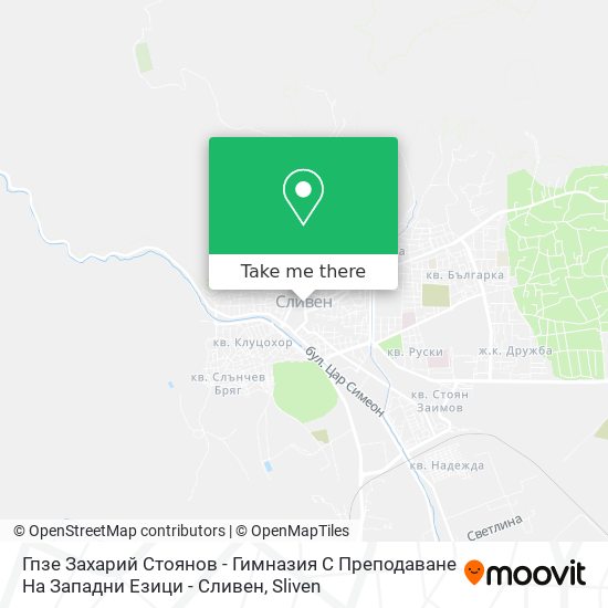 Карта Гпзе Захарий Стоянов - Гимназия С Преподаване На Западни Езици - Сливен