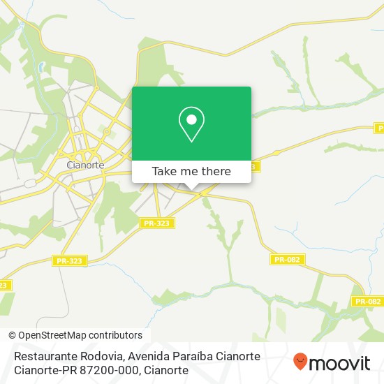 Mapa Restaurante Rodovia, Avenida Paraíba Cianorte Cianorte-PR 87200-000
