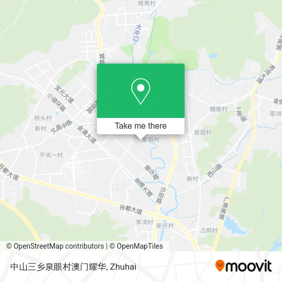 中山三乡泉眼村澳门耀华 map