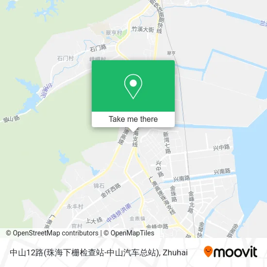 中山12路(珠海下栅检查站-中山汽车总站) map